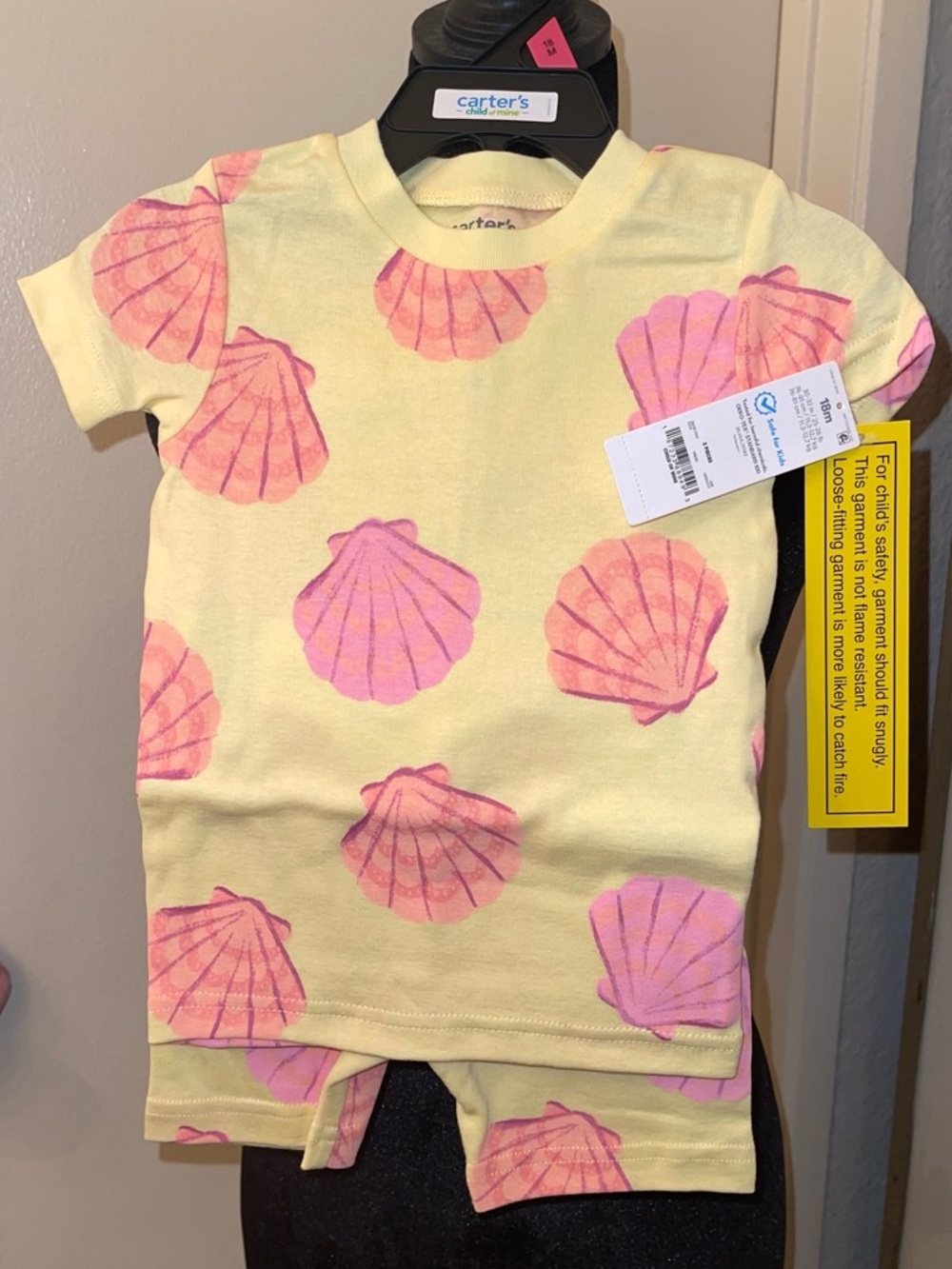 Carter's Yellow Tee with Pink Shell Print - Short Sleeve Girls - Picture 1 of 4